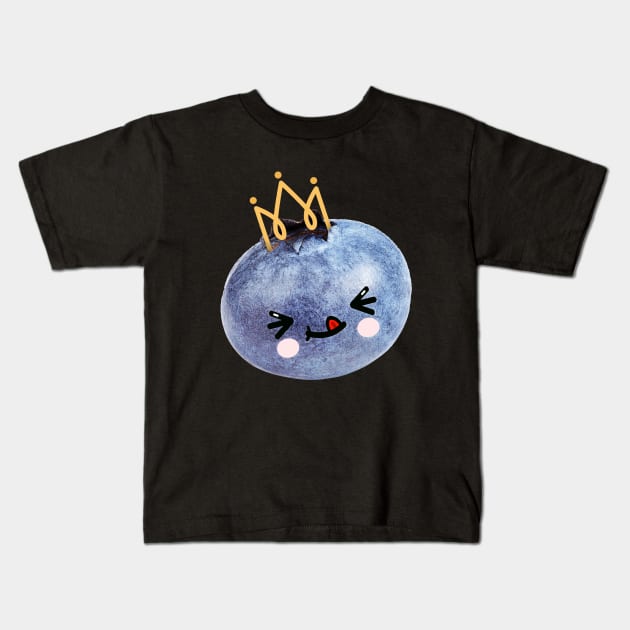 Cute Japanese Blueberry Princess - Anime Kawaii Style Food Kids T-Shirt by PerttyShirty